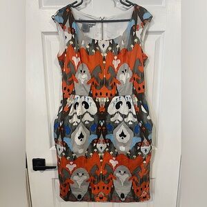 MAGGY LONDON for Melanie Lyne • abstract sleeveless sheath dress artsy size 16